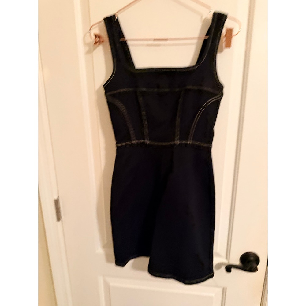 Reformation Davies Bustier Denim Mini Dress Women 0 Black Contrast Stitch NWOT - Picture 4 of 9